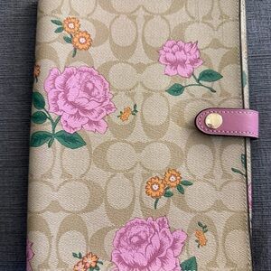 Coach Notebook Cover Signature Canvas with Prairie Rose Print